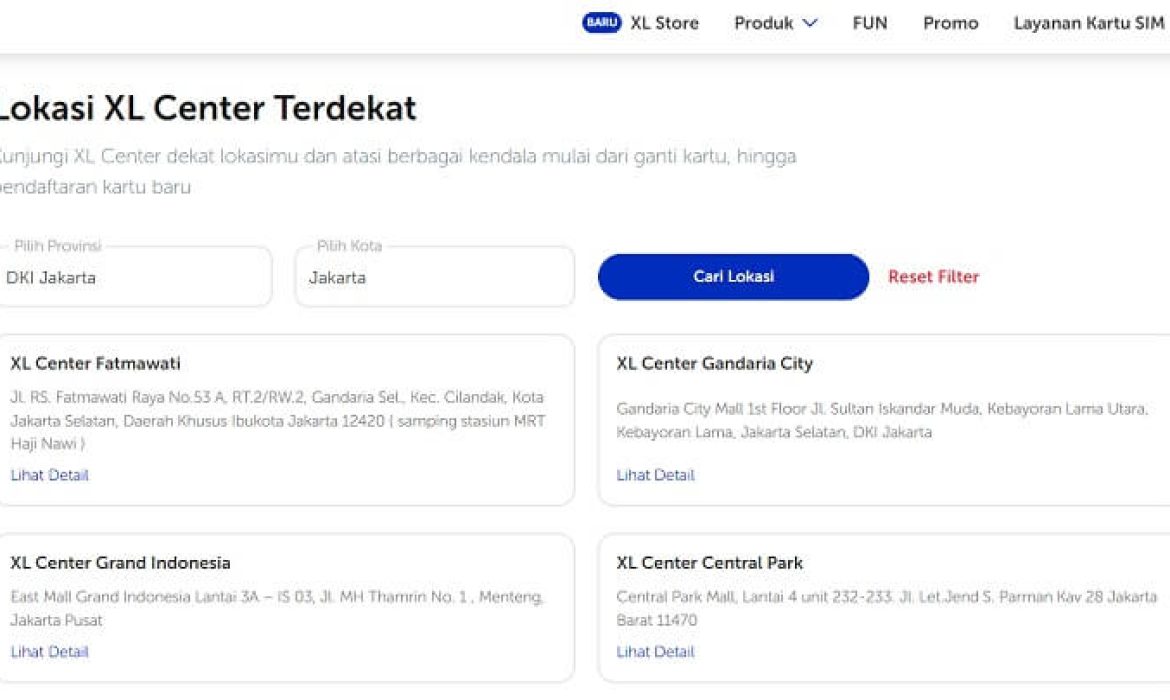 Daftar Lokasi Xl Center Terdekat Di Seluruh Indonesia